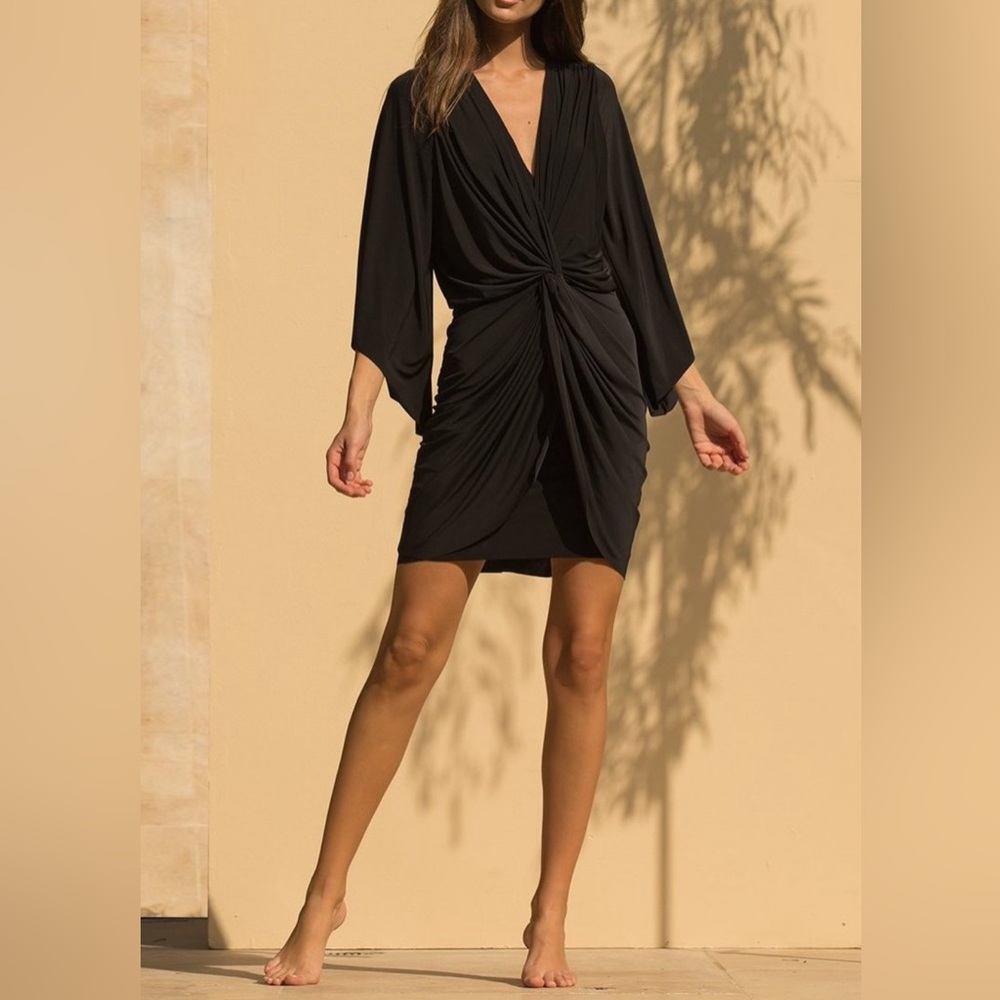 NWT - MISA Los Angeles Teget 3/4 Bell Sleeve Mini Dress in Navy - Size Small - Picture 3 of 4